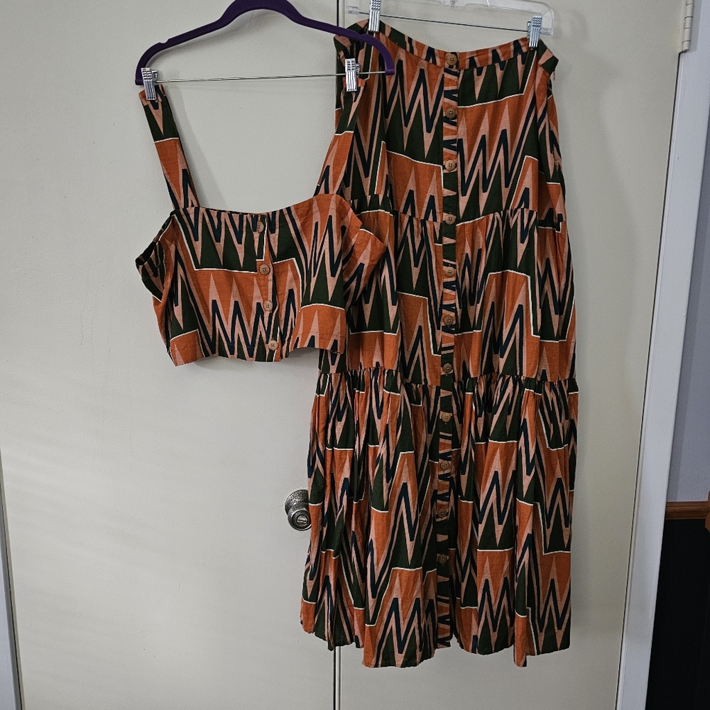 Veronica Beard Ikat Print Skirt Set. Size XL